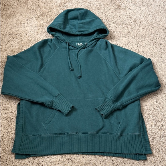 SO Tops - SO Teal Hoodie with Slits Up Sides